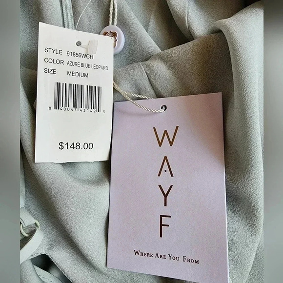 WAYF Clayton Asymmetrical Slip Dress Light Blue size M NWT - Picture 12 of 13